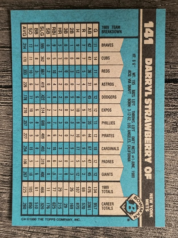 1990 Bowman #141 Darryl Strawberry