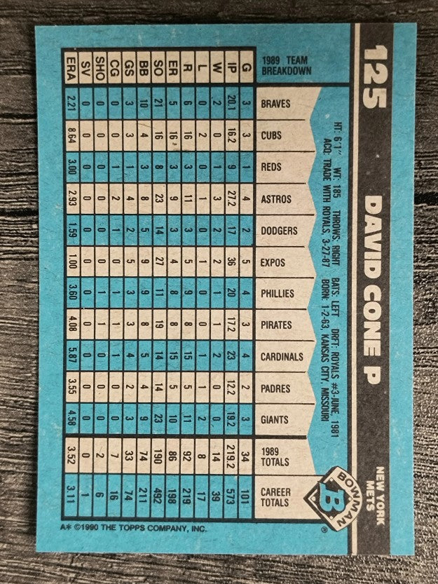 1990 Bowman #125 David Cone