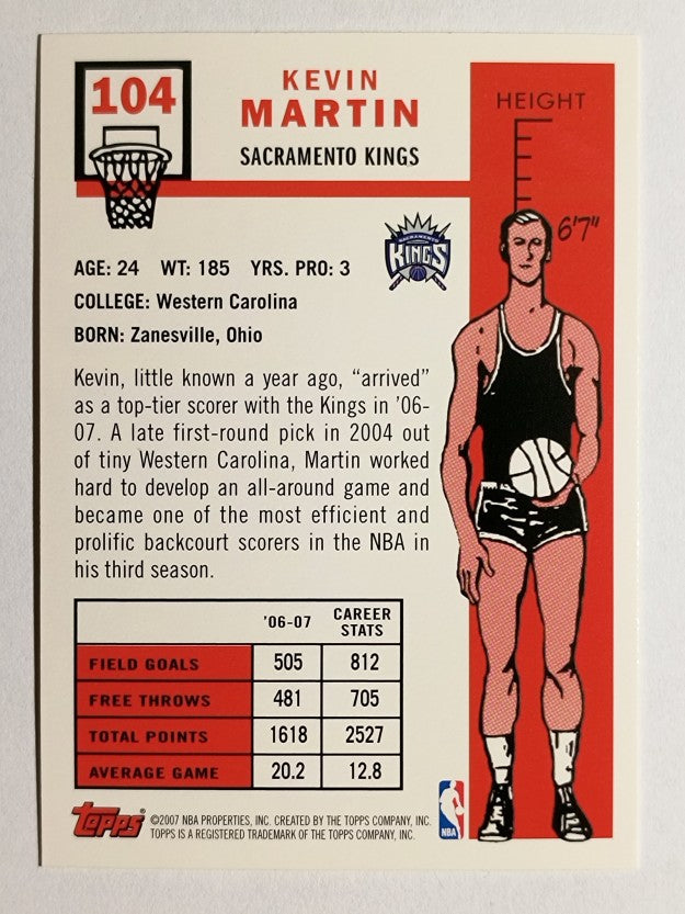 2007-08 Topps 1957-58 Variations #104 Kevin Martin