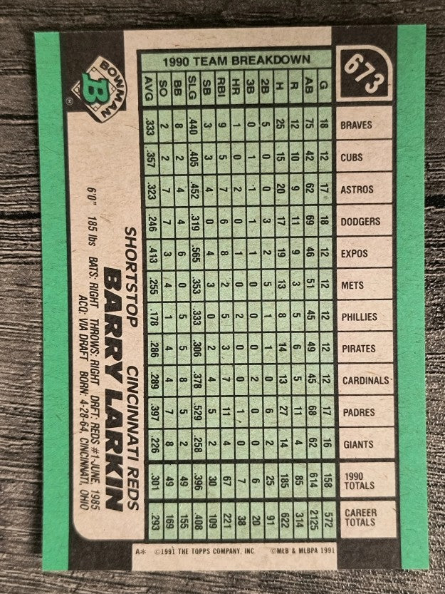 1991 Bowman #673 Barry Larkin