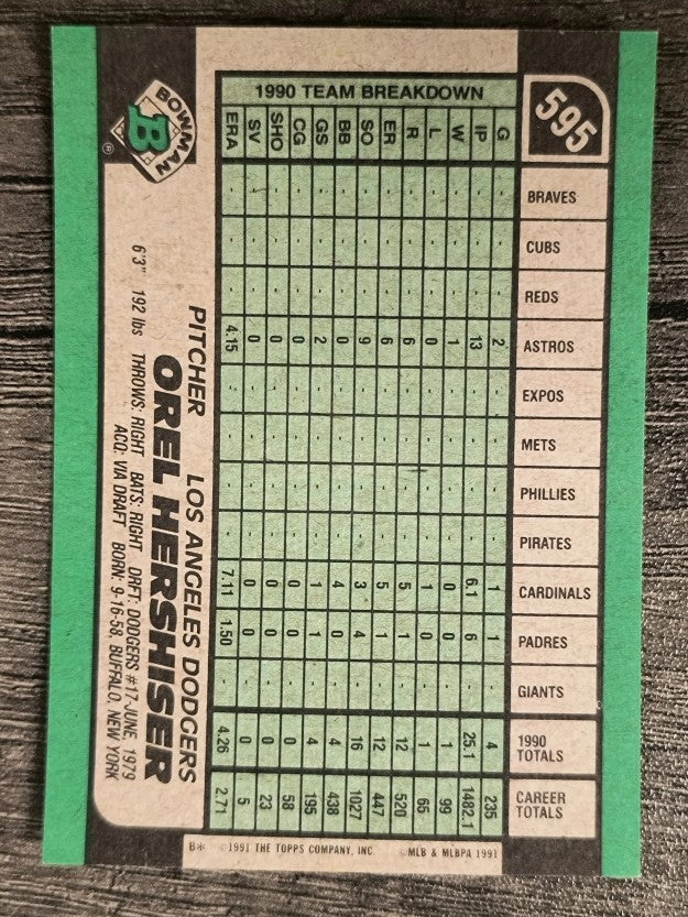 1991 Bowman #595 Orel Hershiser