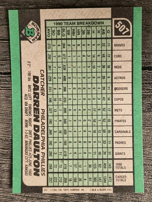 1991 Bowman #507 Darren Daulton