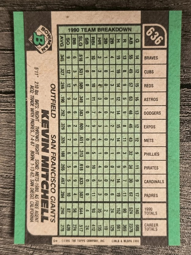 1991 Bowman #636 Kevin Mitchell