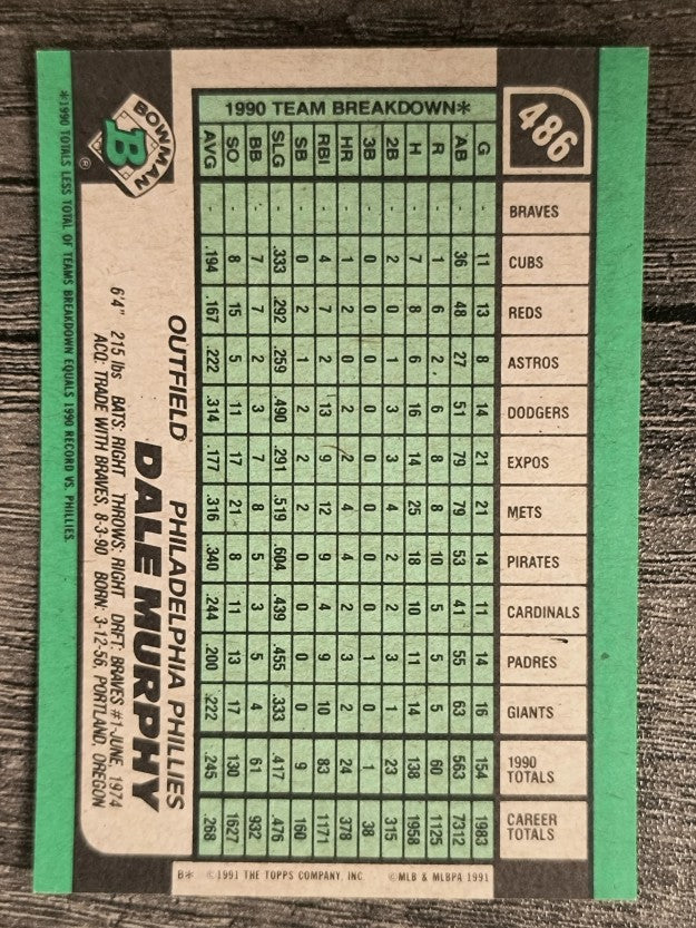 1991 Bowman #486 Dale Murphy