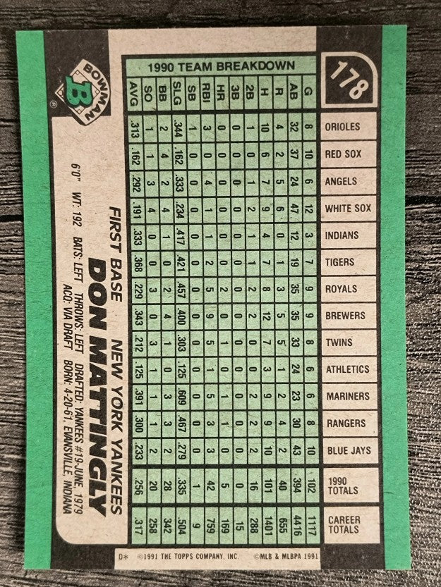 1991 Bowman #178 Don Mattingly