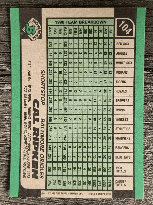 1991 Bowman #104 Cal Ripken