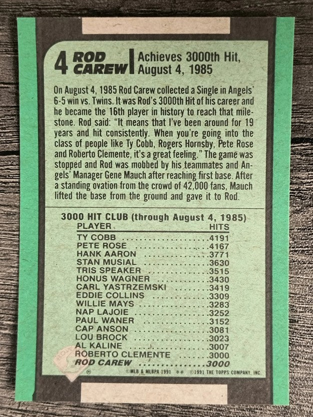 1991 Bowman #4 Rod Carew IV