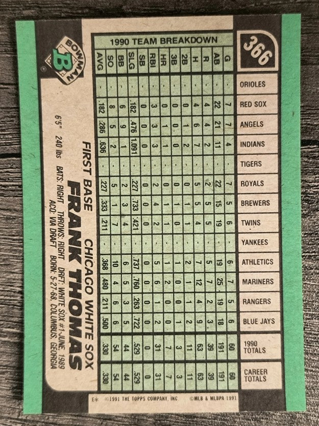 1991 Bowman #366 Frank Thomas