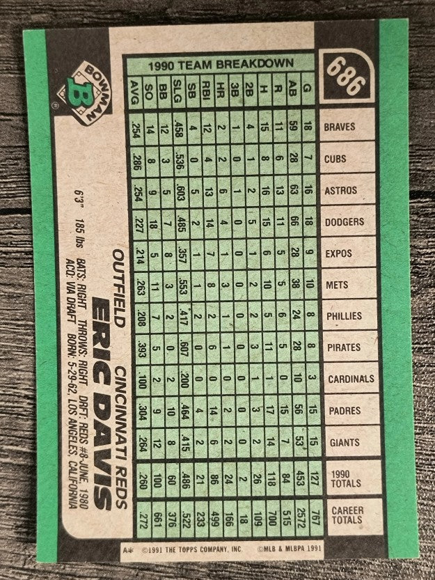 1991 Bowman #686 Eric Davis