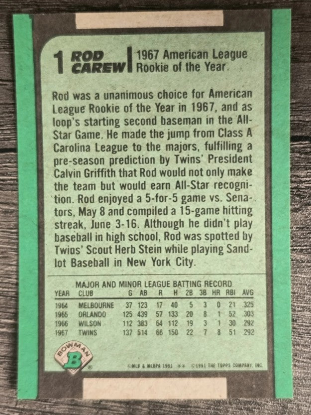 1991 Bowman #1 Rod Carew I