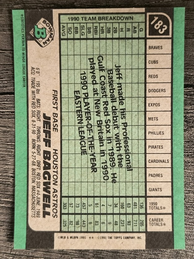 1991 Bowman #183 Jeff Bagwell RC