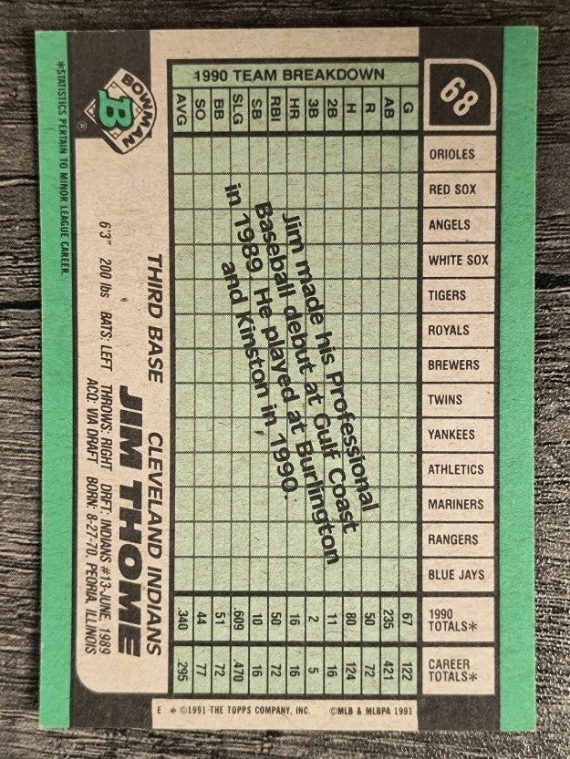 1991 Bowman #68 Jim Thome RC (NM)