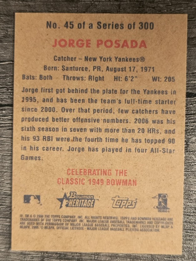 2006 Bowman Heritage #45 Jorge Posada