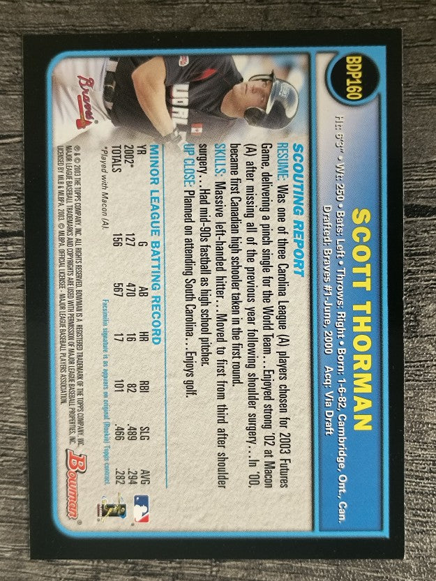 2003 Bowman Draft #160 Scott Thorman