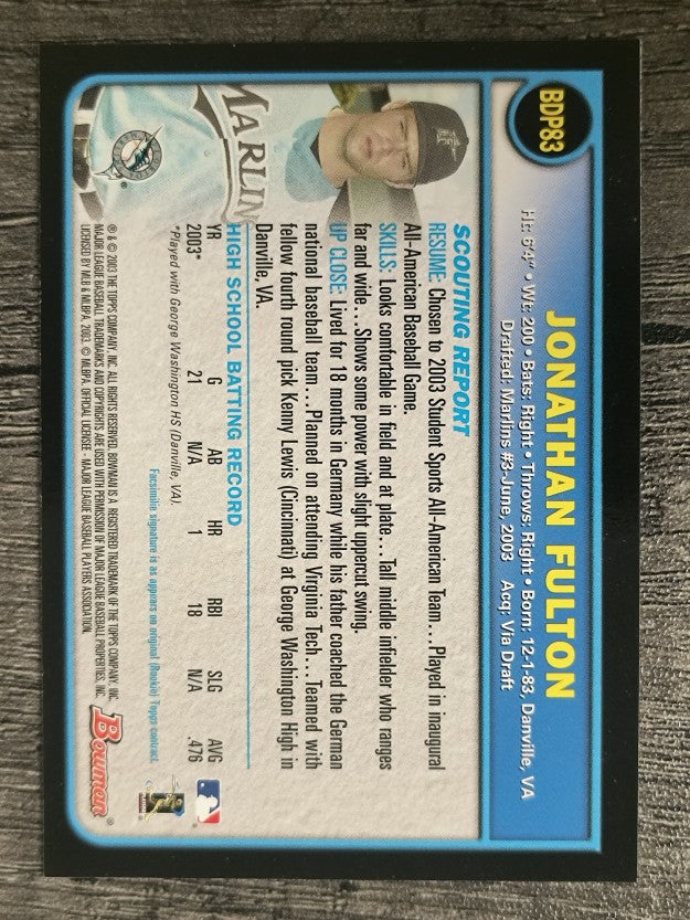 2003 Bowman Draft #83 Jonathan Fulton RC