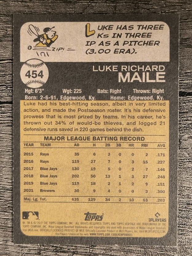 2022 Topps Heritage #454 Luke Maile SP