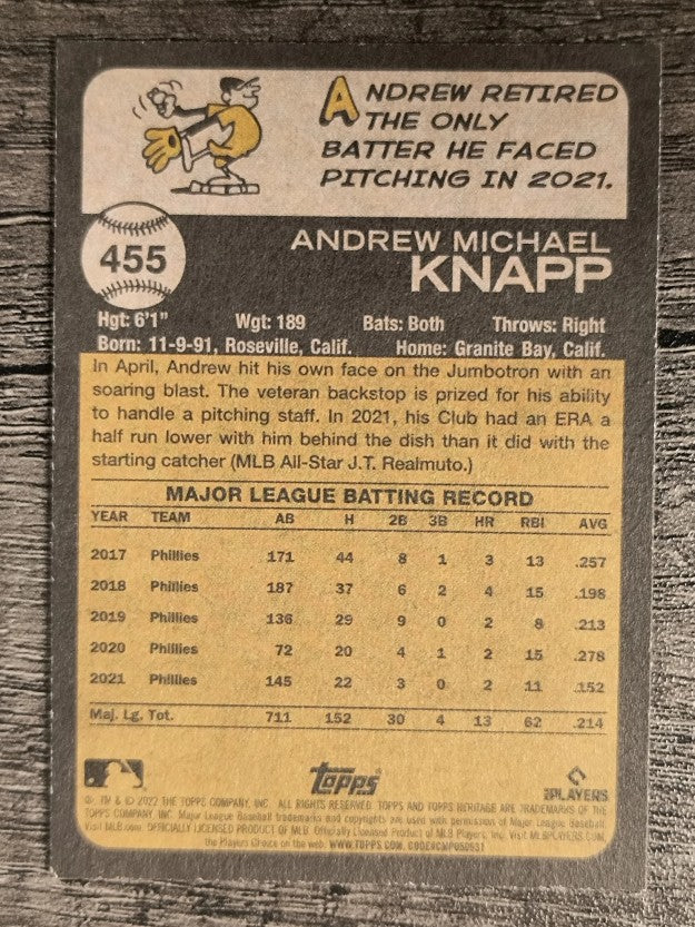 2022 Topps Heritage #455 Andrew Knapp SP