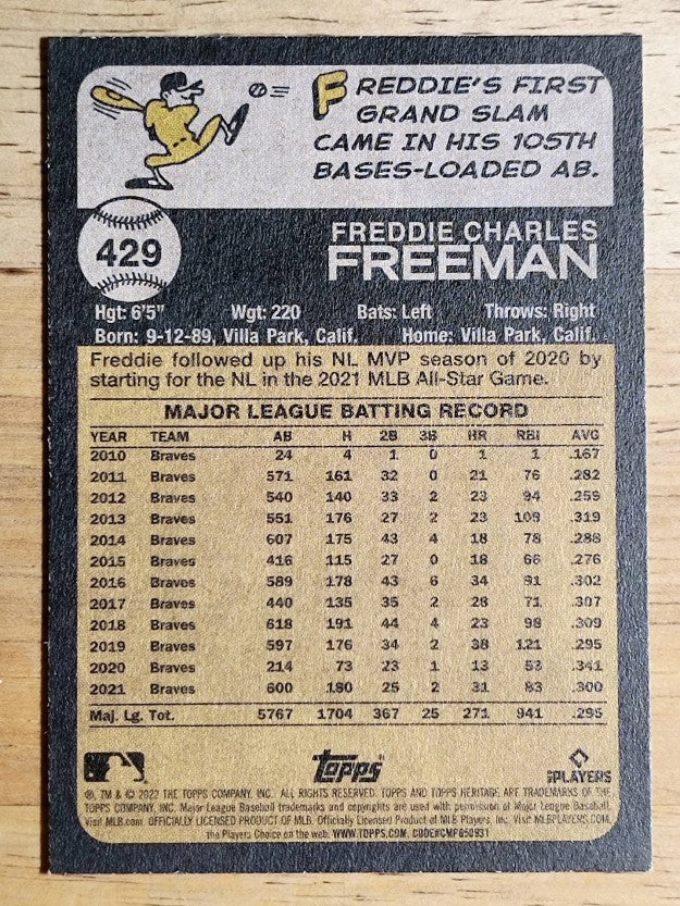 2022 Topps Heritage #429 Freddie Freeman SP