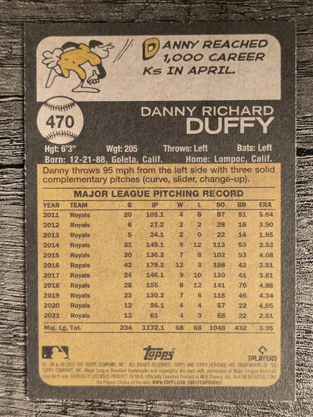 2022 Topps Heritage #470 Danny Duffy SP