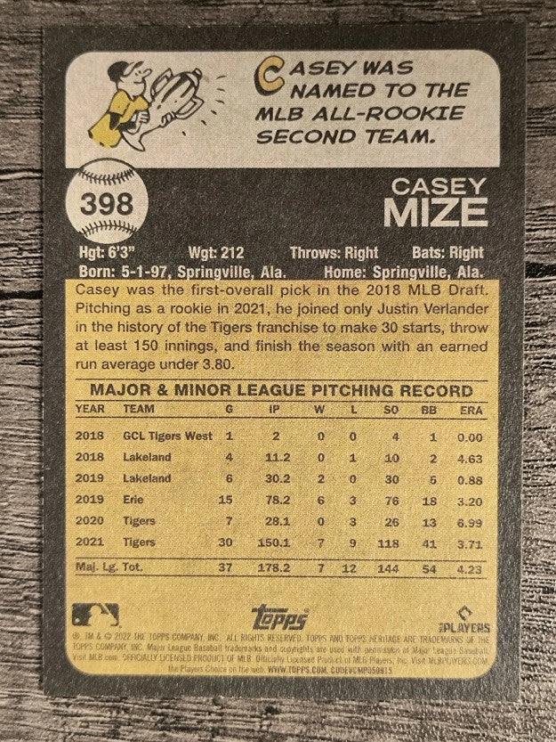 2022 Topps Heritage #398 Casey Mize