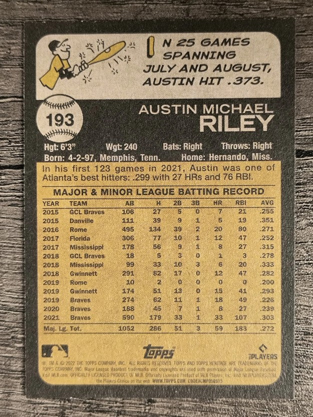 2022 Topps Heritage #193 Austin Riley