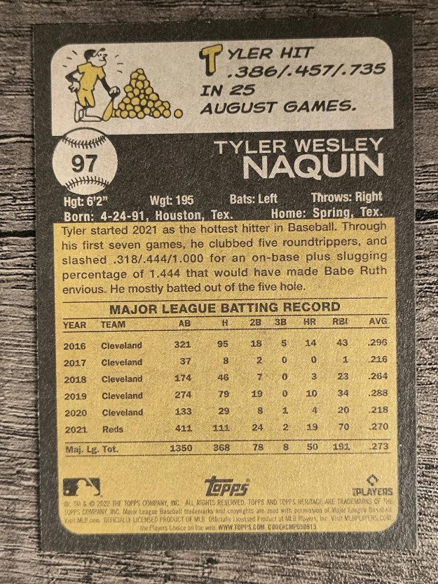 2022 Topps Heritage #97 Tyler Naquin
