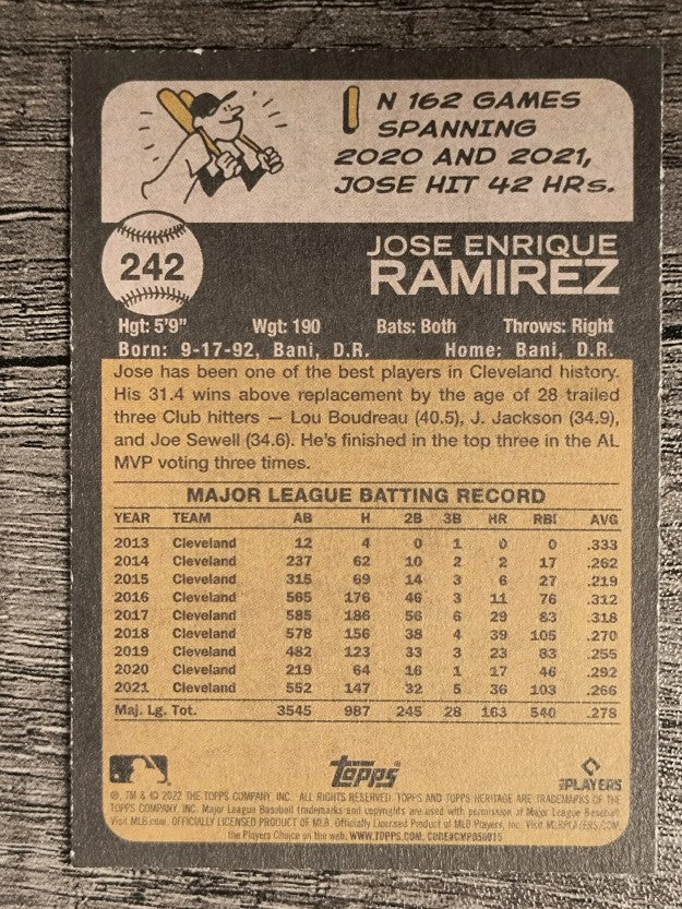 2022 Topps Heritage #242 Jose Ramirez
