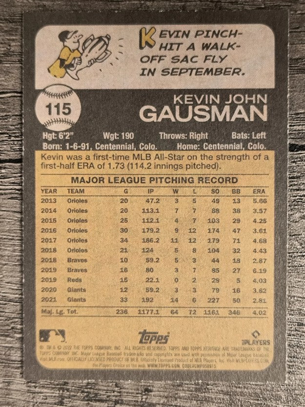 2022 Topps Heritage #115 Kevin Gausman