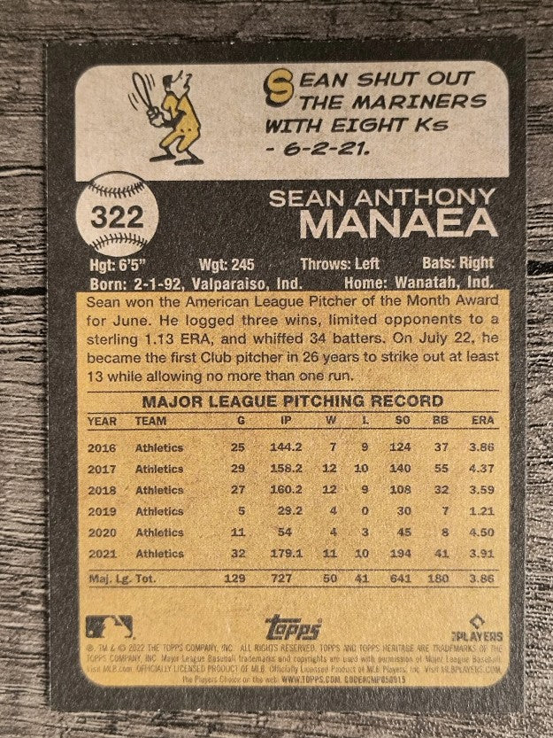 2022 Topps Heritage #322 Sean Manaea