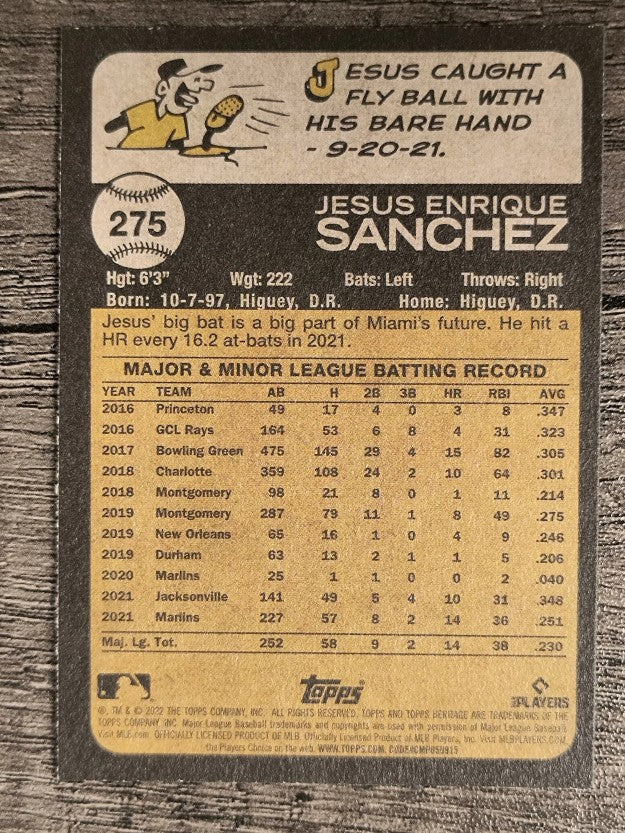 2022 Topps Heritage #275 Jesus Sanchez