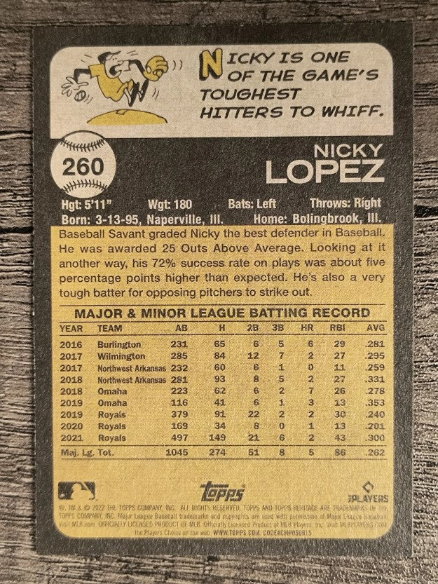 2022 Topps Heritage #260 Nicky Lopez