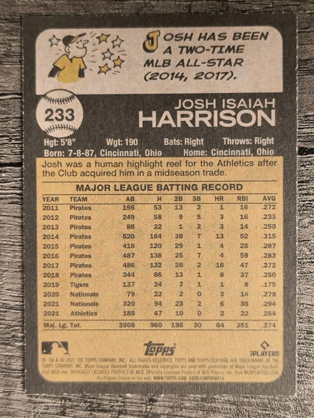 2022 Topps Heritage #233 Josh Harrison