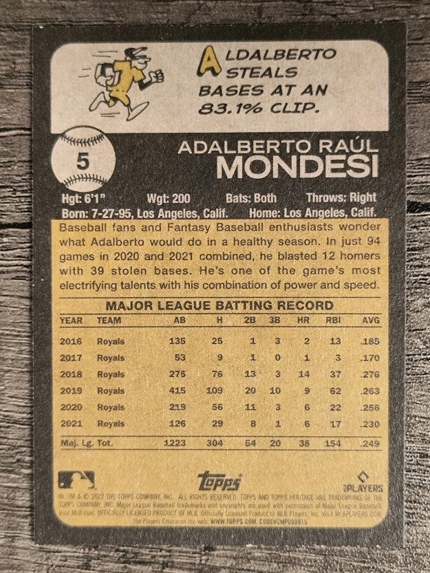 2022 Topps Heritage #5 Adalberto Mondesi