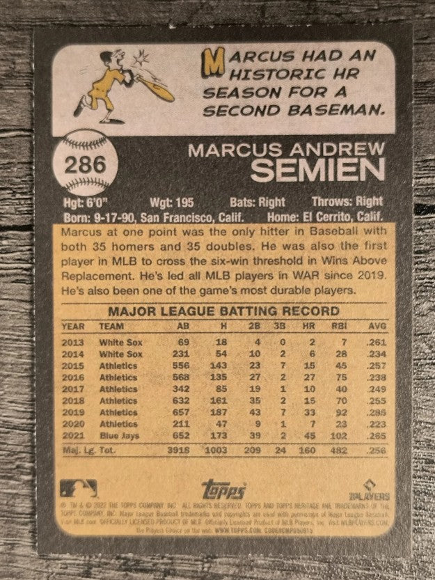 2022 Topps Heritage #286 Marcus Semien