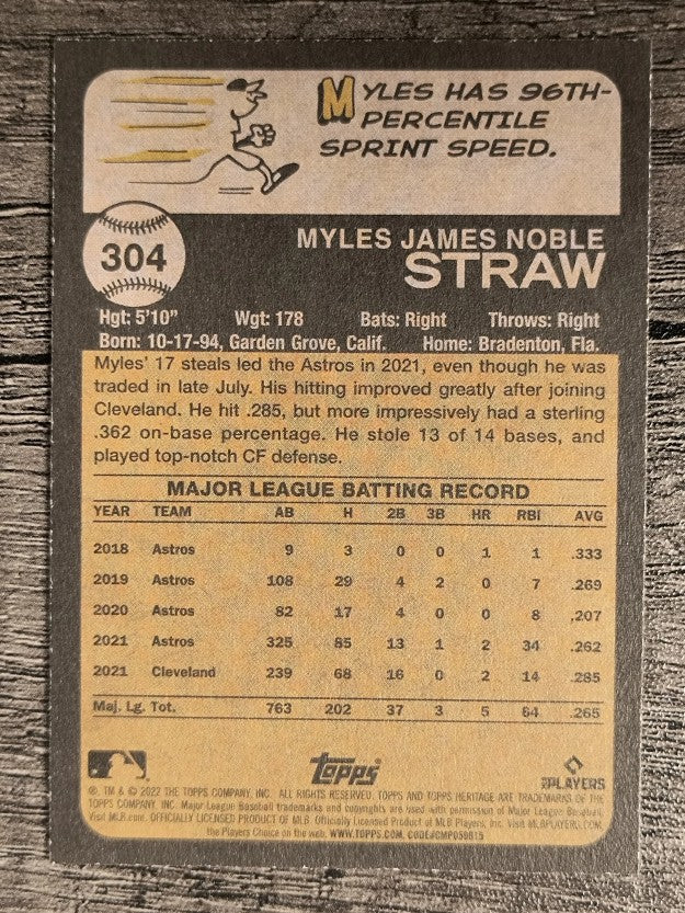 2022 Topps Heritage #304 Myles Straw