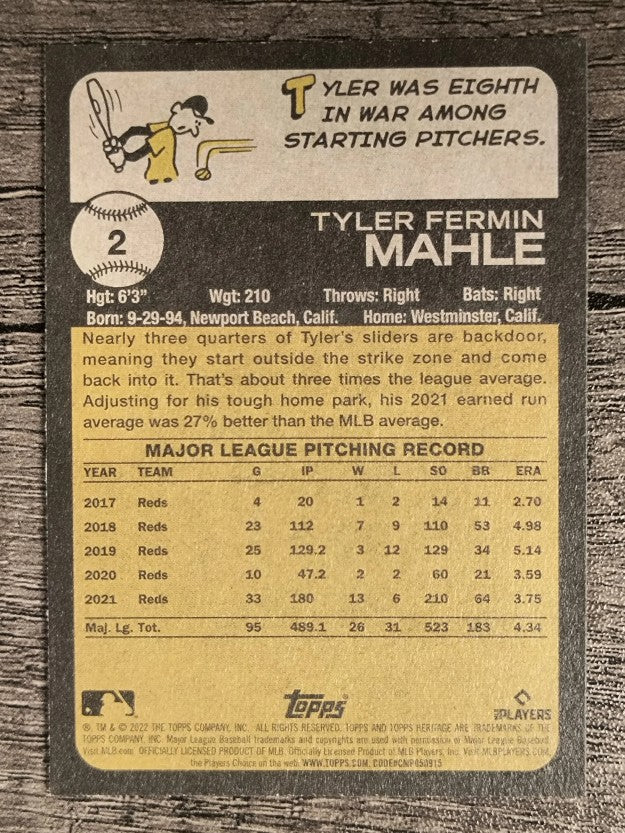 2022 Topps Heritage #2 Tyler Mahle