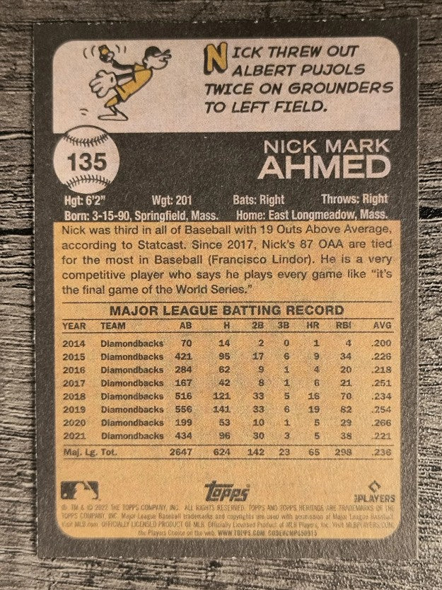 2022 Topps Heritage #135 Nick Ahmed