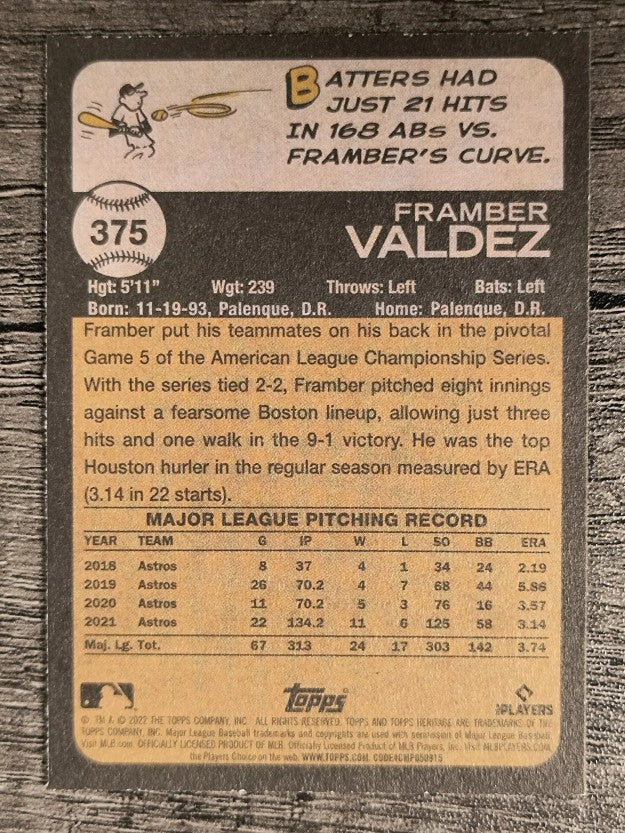 2022 Topps Heritage #375 Framber Valdez