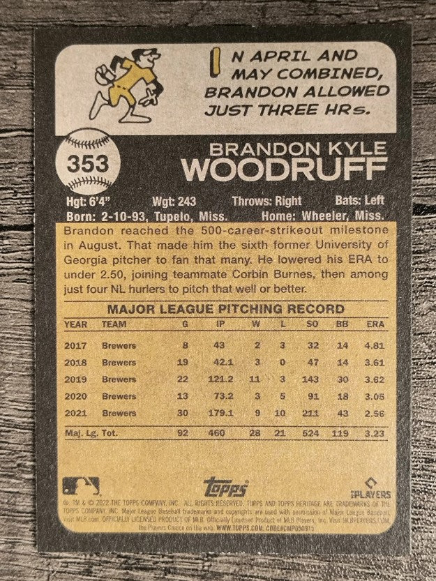 2022 Topps Heritage #353 Brandon Woodruff