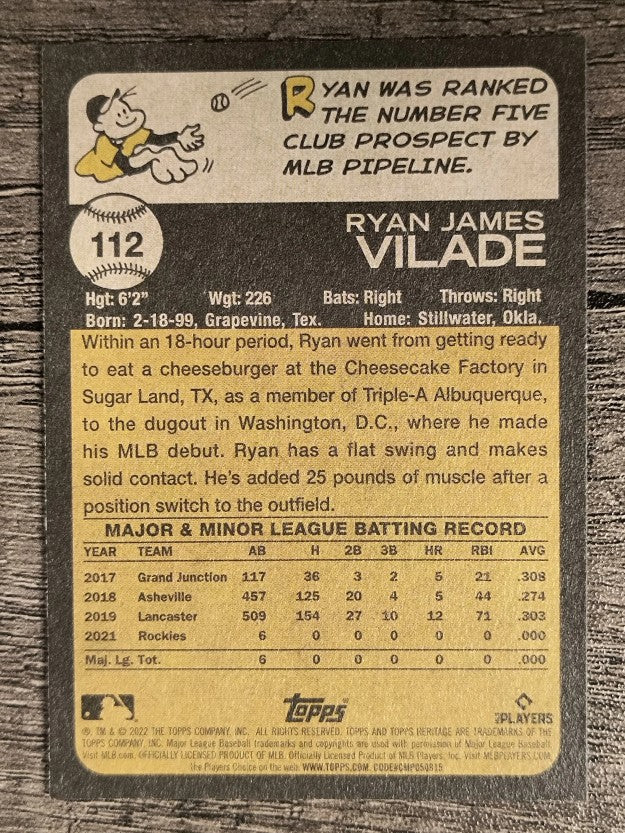 2022 Topps Heritage #112 Ryan Vilade RC