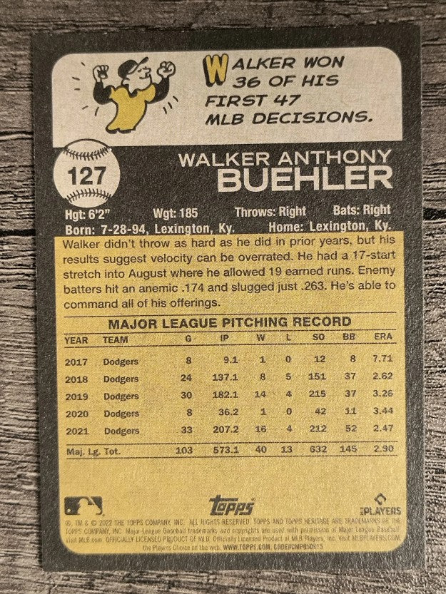 2022 Topps Heritage #127 Walker Buehler