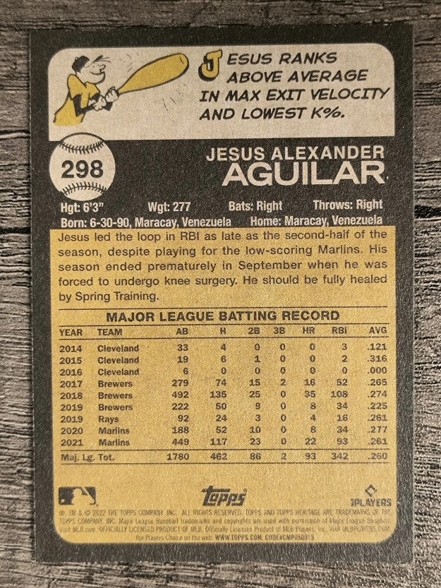 2022 Topps Heritage #298 Jesus Aguilar