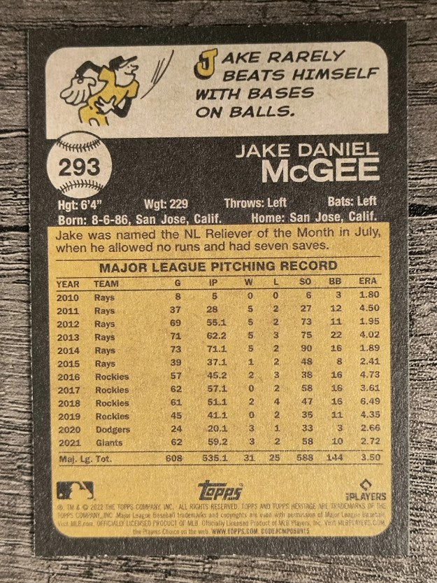 2022 Topps Heritage #293 Jake McGee