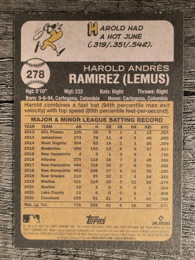 2022 Topps Heritage #278 Harold Ramirez