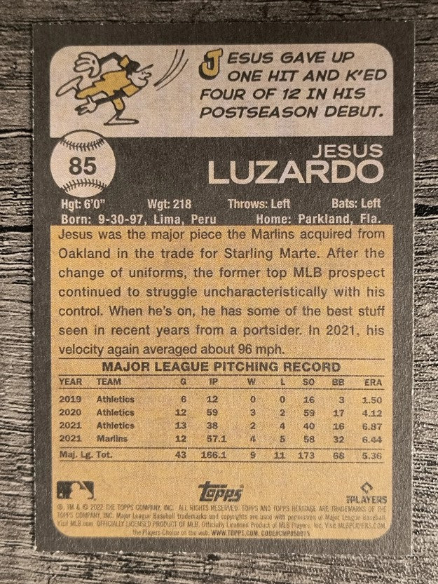 2022 Topps Heritage #85 Jesus Luzardo
