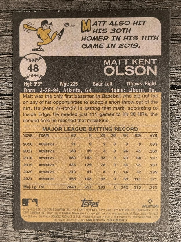 2022 Topps Heritage #48 Matt Olson