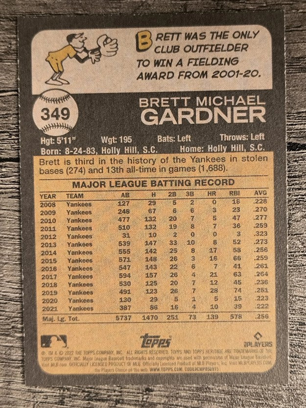2022 Topps Heritage #349 Brett Gardner