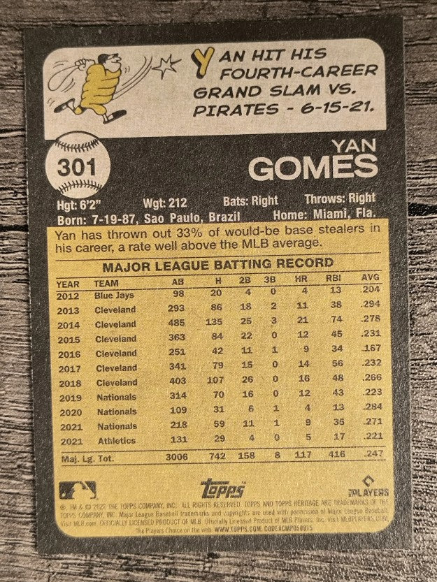 2022 Topps Heritage #301 Yan Gomes