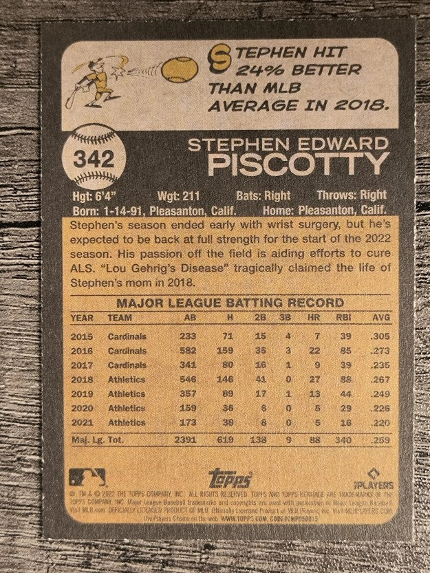 2022 Topps Heritage #342 Stephen Piscotty
