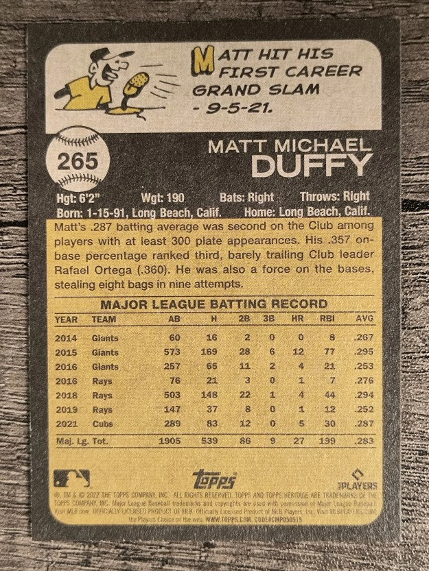2022 Topps Heritage #265 Matt Duffy